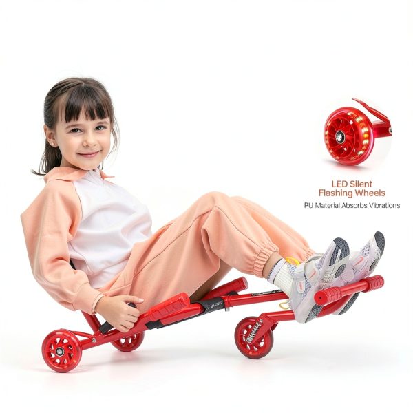 VEVOR Kids Drift Scooter LED Wheels Steel Frame Ages 4-1