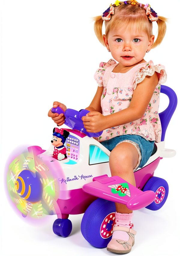 Minnie Mouse Ride On Plane Toy for Toddlers Light Up Sounds-1