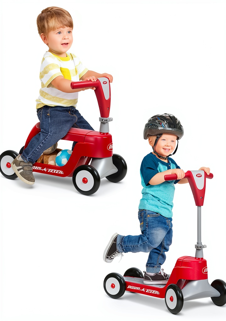 Radio Flyer Scoot 2 Scooter in red color on a sidewalk