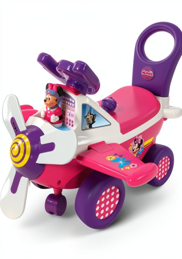 Minnie Mouse Ride On Plane Toy for Toddlers Light Up Sounds-0