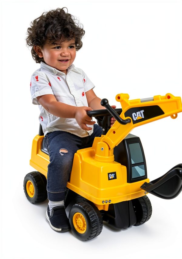 CAT Excavator Push Car Kids Ride On Toy Storage Sounds-6