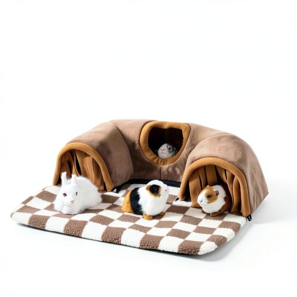 Small Animal Tunnel Bed Large Grey Plush Supportive Tube by Avont-1