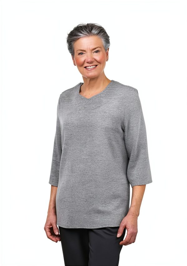 Womens Open Back Diamond Neck Top by Silverts – Heather Sky Blue-3