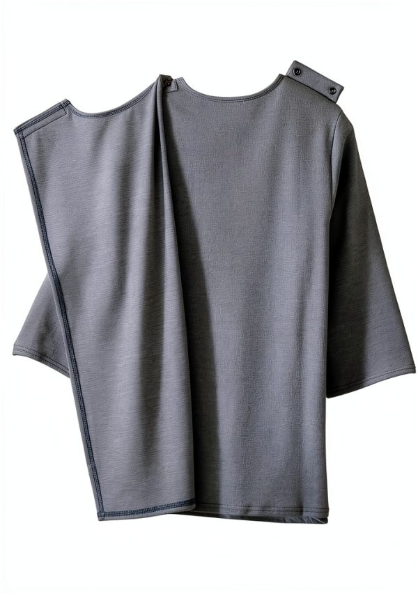 Women’s Adaptive Diamond Neck Top Silverts Soft 3/4 Long Sleeve Shirt-1